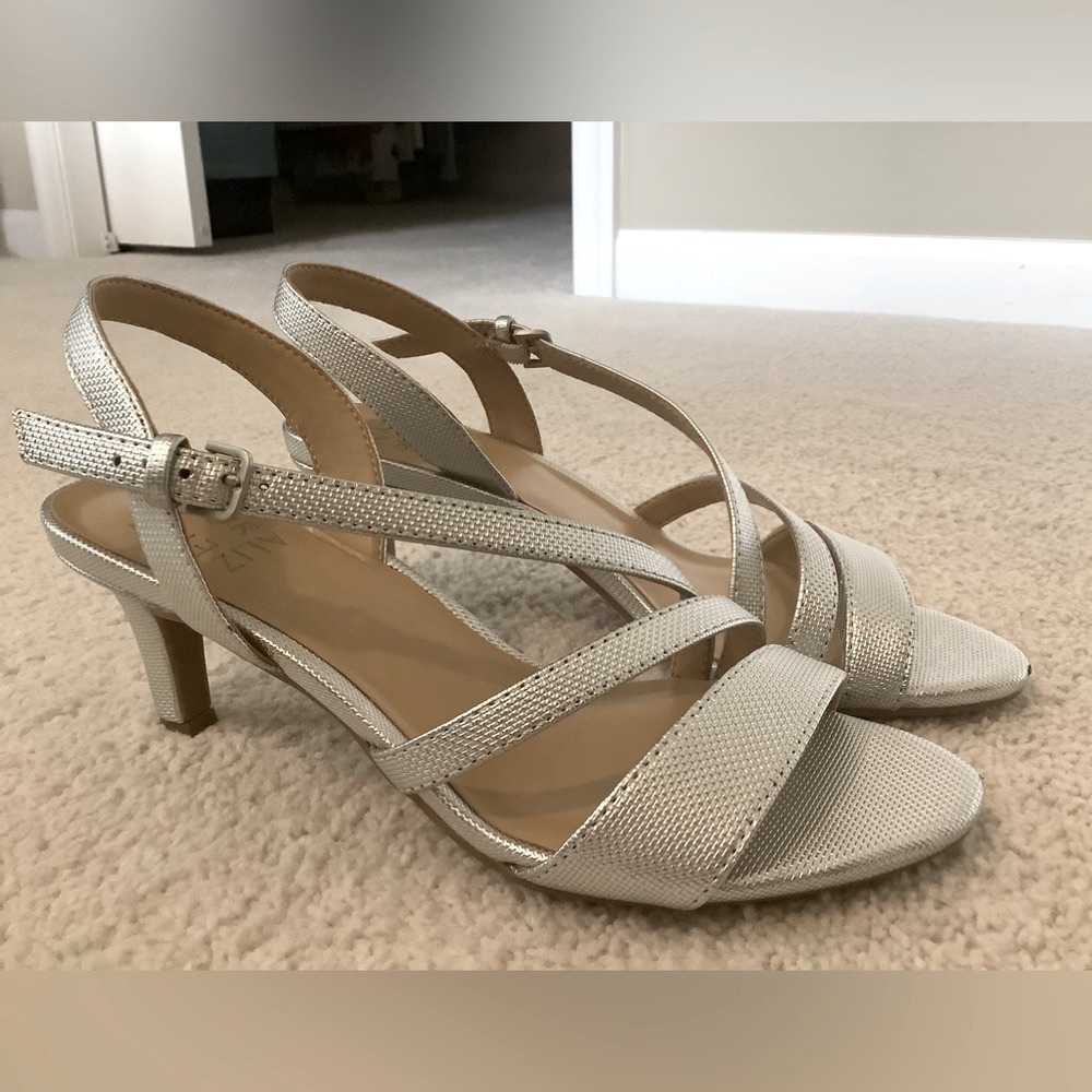 Elegant Silver Strappy Heels